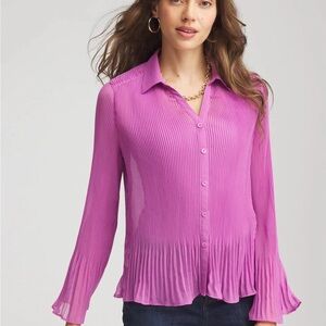 Chico's Vibrant Purple Pleated Blouse